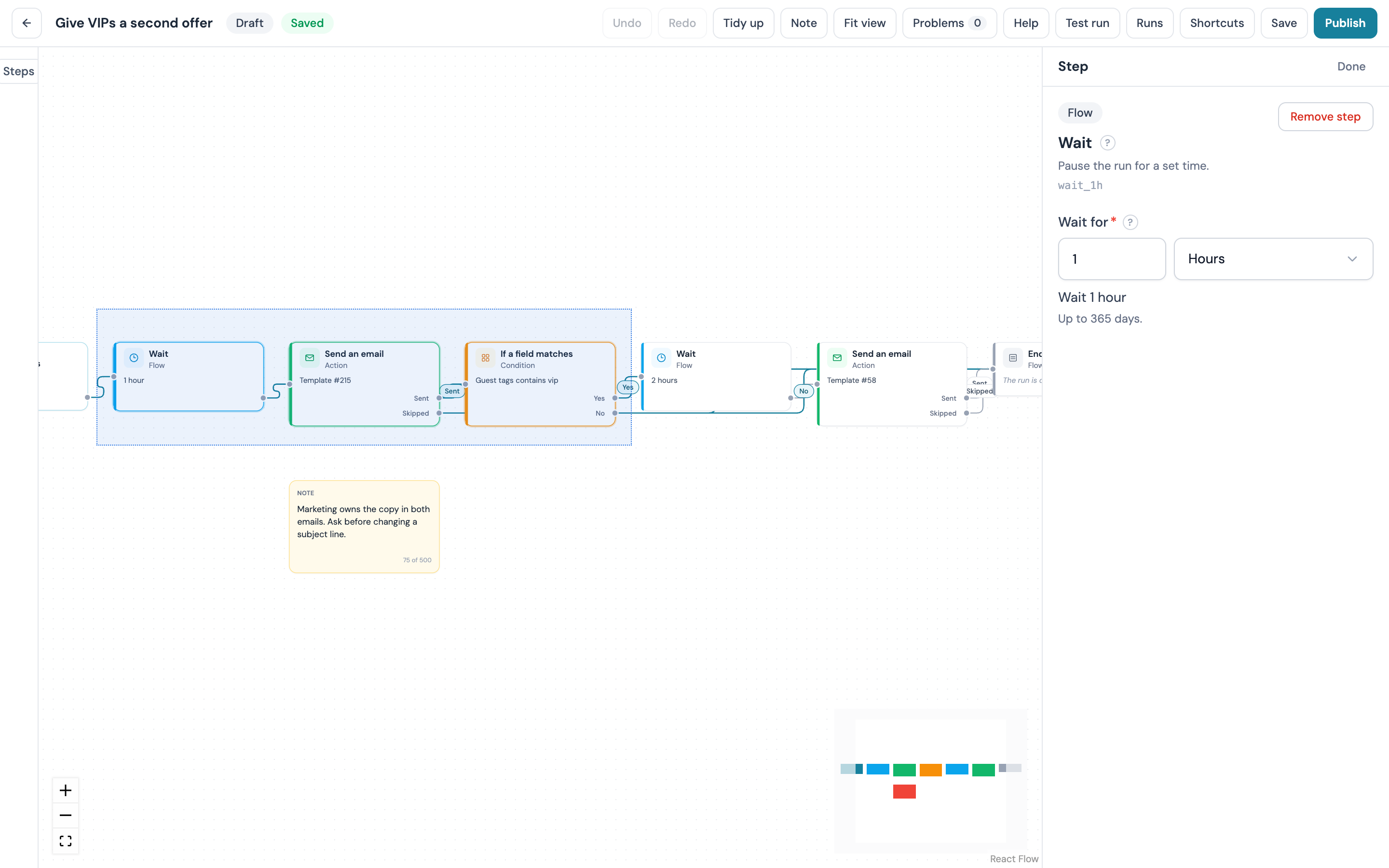 Three steps inside a Shift-drag selection box, all three highlighted