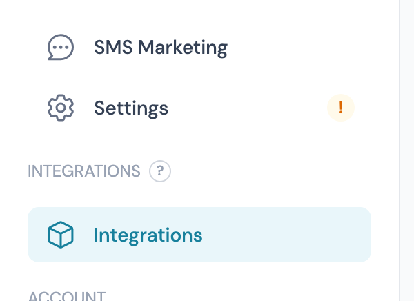 CaptiFi dashboard sidebar with the Integrations menu item
